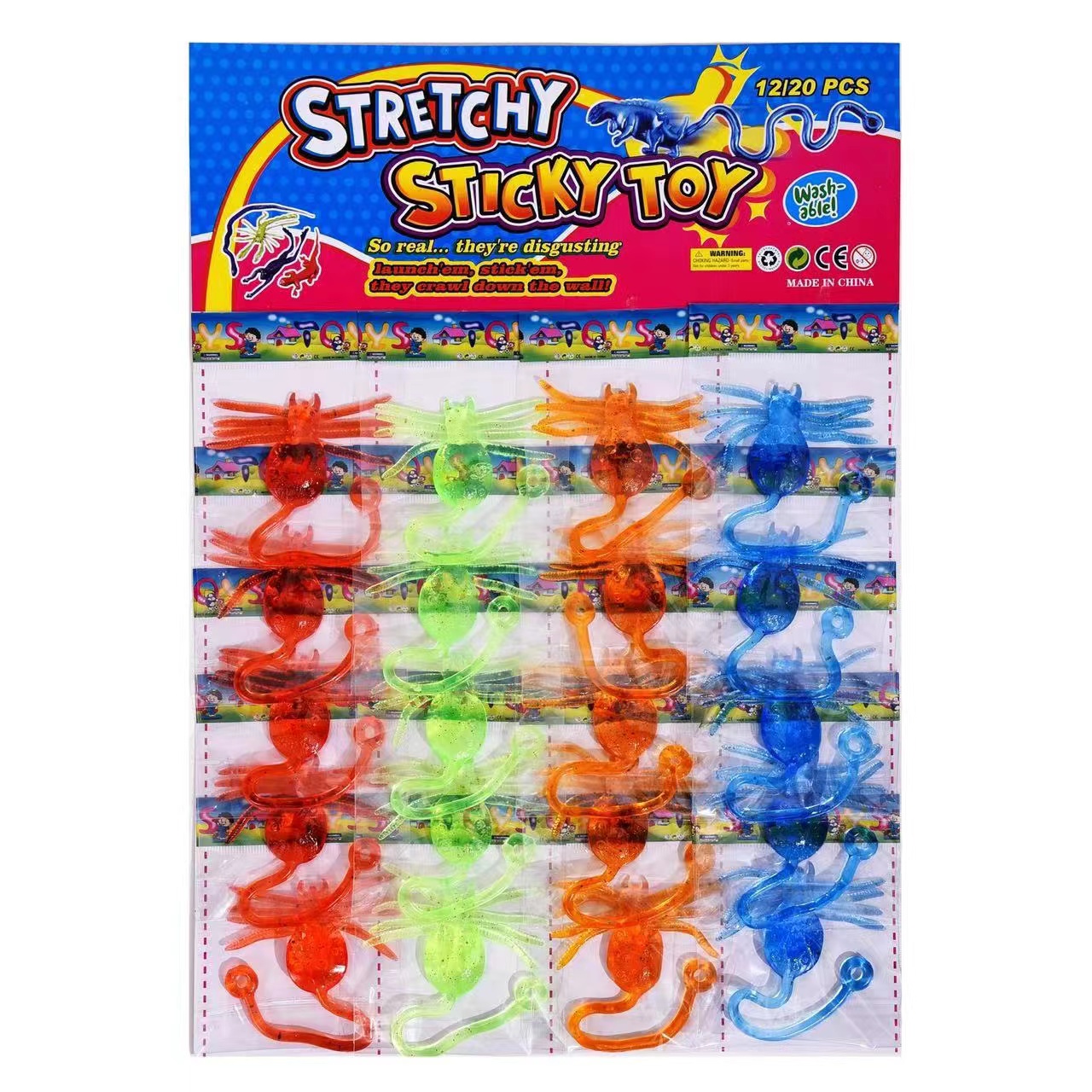 Cross-border best-selling new hanging board, card-mounted hanging board, TPR soft rubber, spider, turtle, snake animal sticky hand toy, soft material, traditional sticky toy, stress relief, release, traditional nostalgic toy wholesale factory direct sales Application Scenario