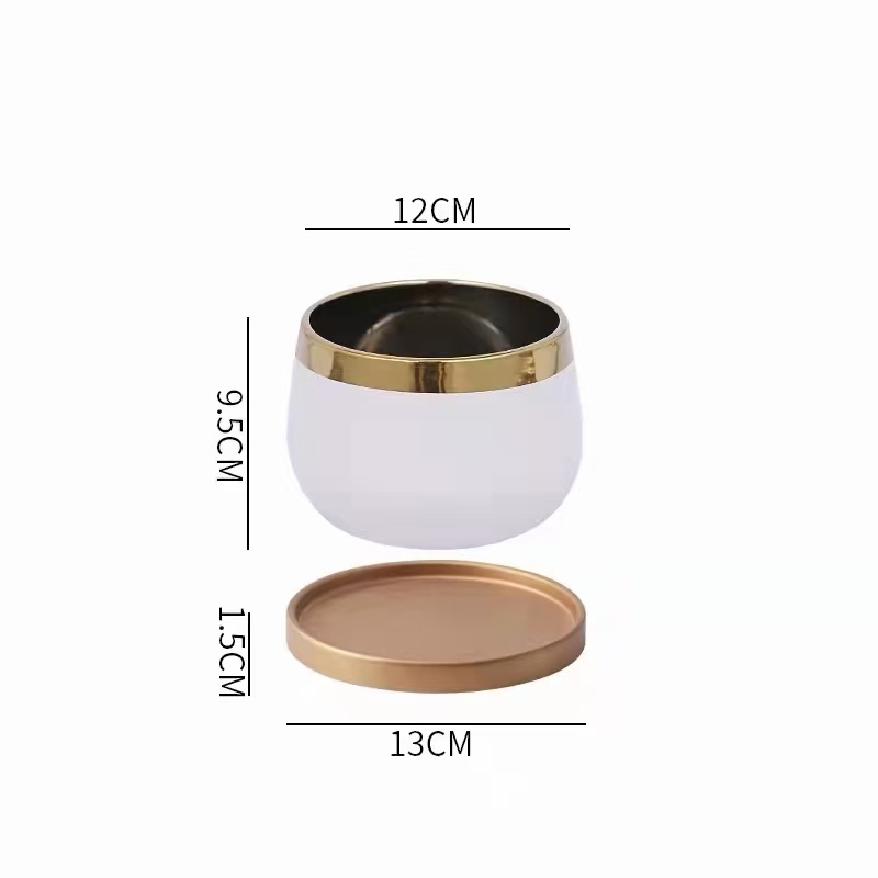 ⅩDS9268424 Ceramic succulent and flower arrangement flowerpot with base, European and American style home decoration product details Picture