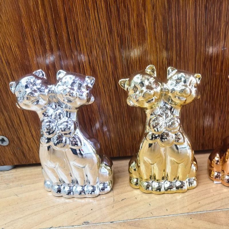 Ceramic Couple Cat Electroplated Ceramic Home Decoration Ceramic Crafts Specification drawing