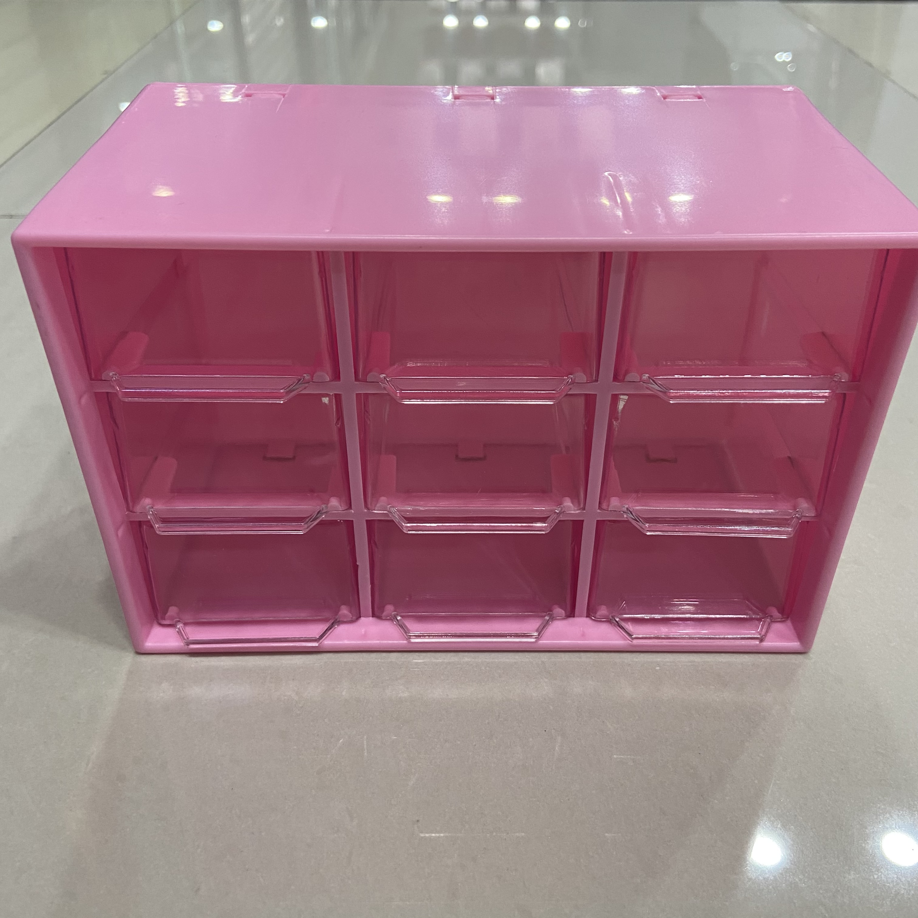 Nine-grid storage box for girls' dormitory desk stationery and jewelry, dust-proof drawer style details Picture