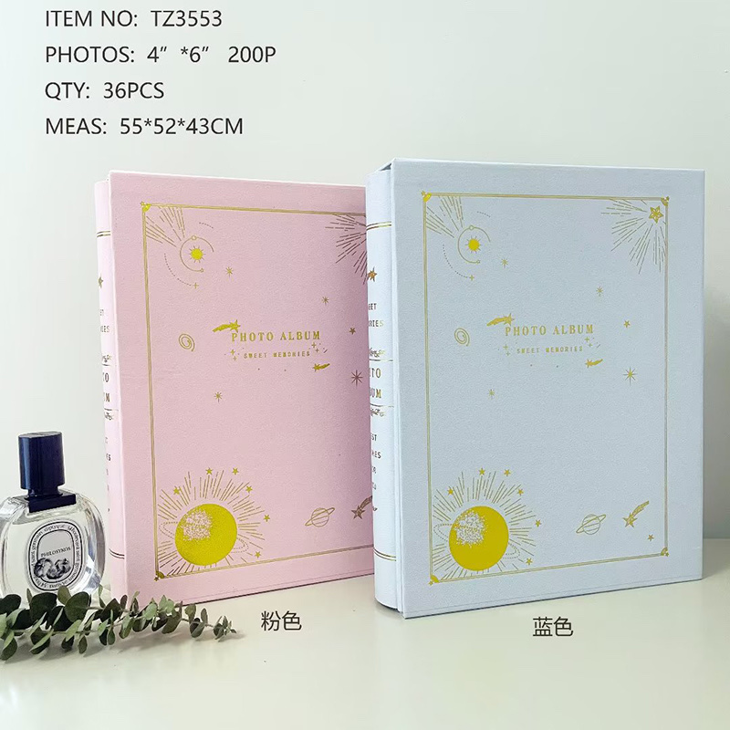 Gold-embossed photo album special paper, 6-inch 200-sheet cartoon photo album, baby commemorative album, student card album, family photo album Specification image