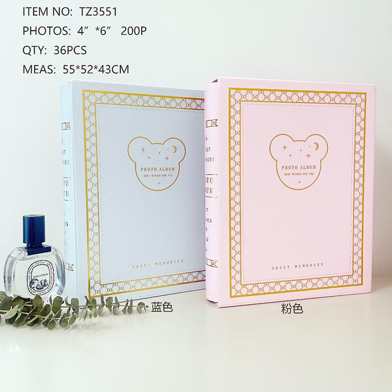 Gold-embossed photo album special paper, 6-inch 200-sheet cartoon photo album, baby commemorative album, student card album, family photo album