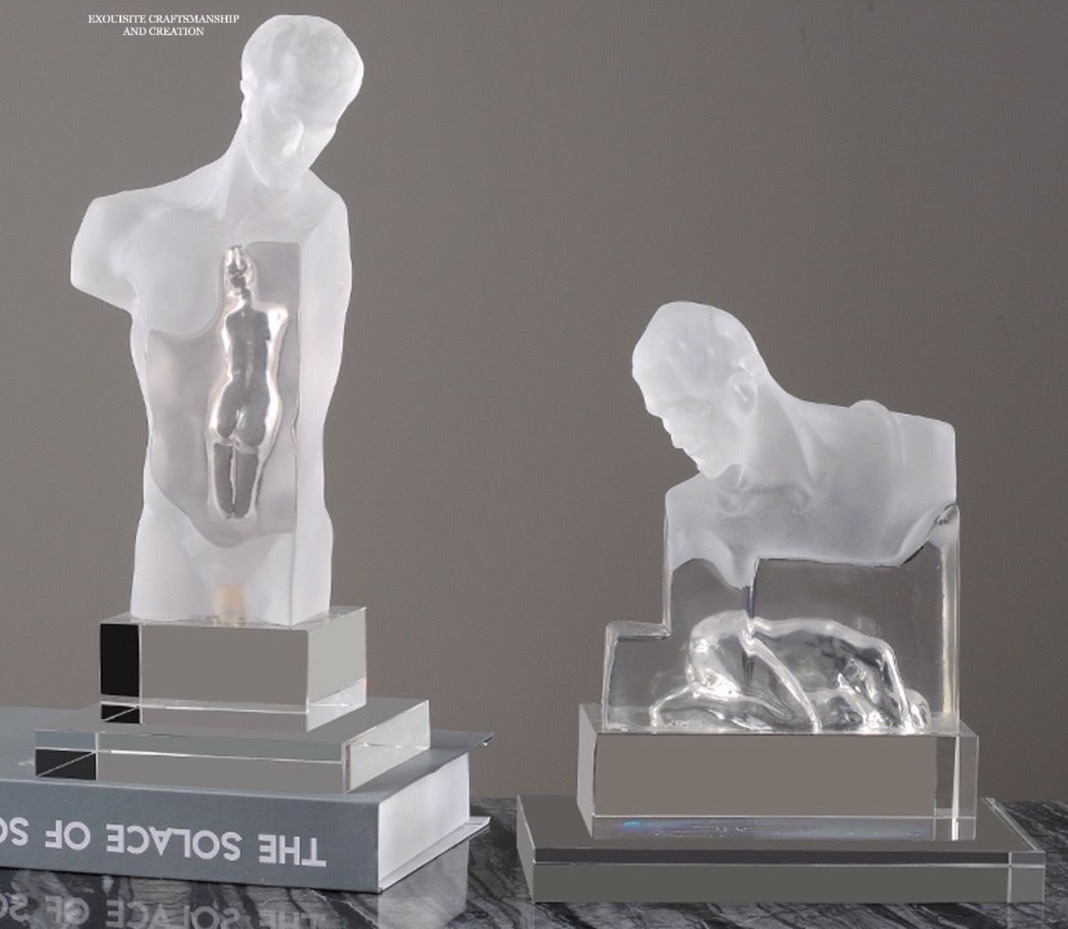 Maple Leaf Home Transparent crystal Figure modern light luxury sculpture ornaments, model room exhibition hall soft furnishings