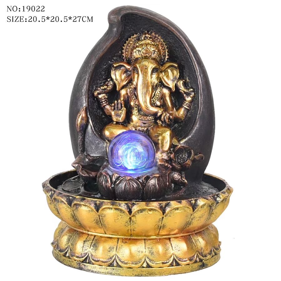 The artistic home decoration of flowing resin rockery, fogging bonsai and high mountains with flowing water details Picture