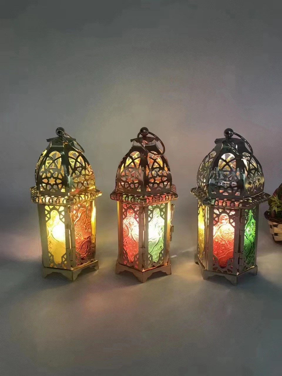 摩洛哥风格小风灯，阿拉伯风灯，电镀三个颜色详情图1