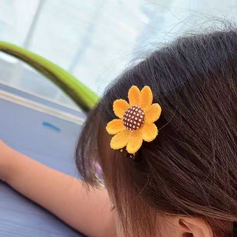 Cute Sunflower Hairpin Hairband Korean Children's Princess Hairpin Headstring Hairstring Leather Band Baby Bangs Hairpin Item Picture