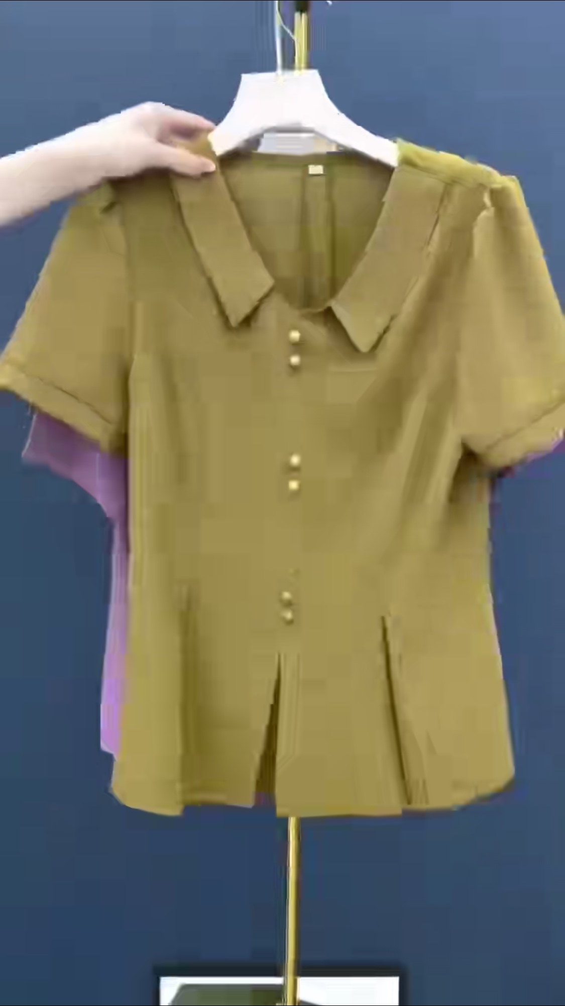 2023 Summer New Korean women's Wear XL-5XL short-sleeved cinched-waist top for middle-aged moms Specification image