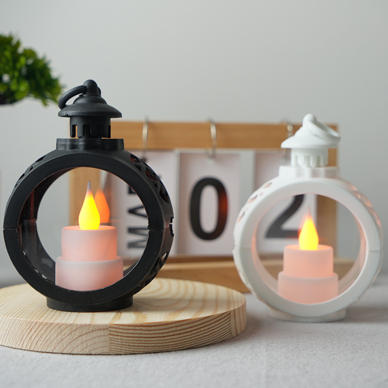 创意led小复古圆形电子蜡烛灯圣诞装饰气氛布置道具亚克力造型水晶