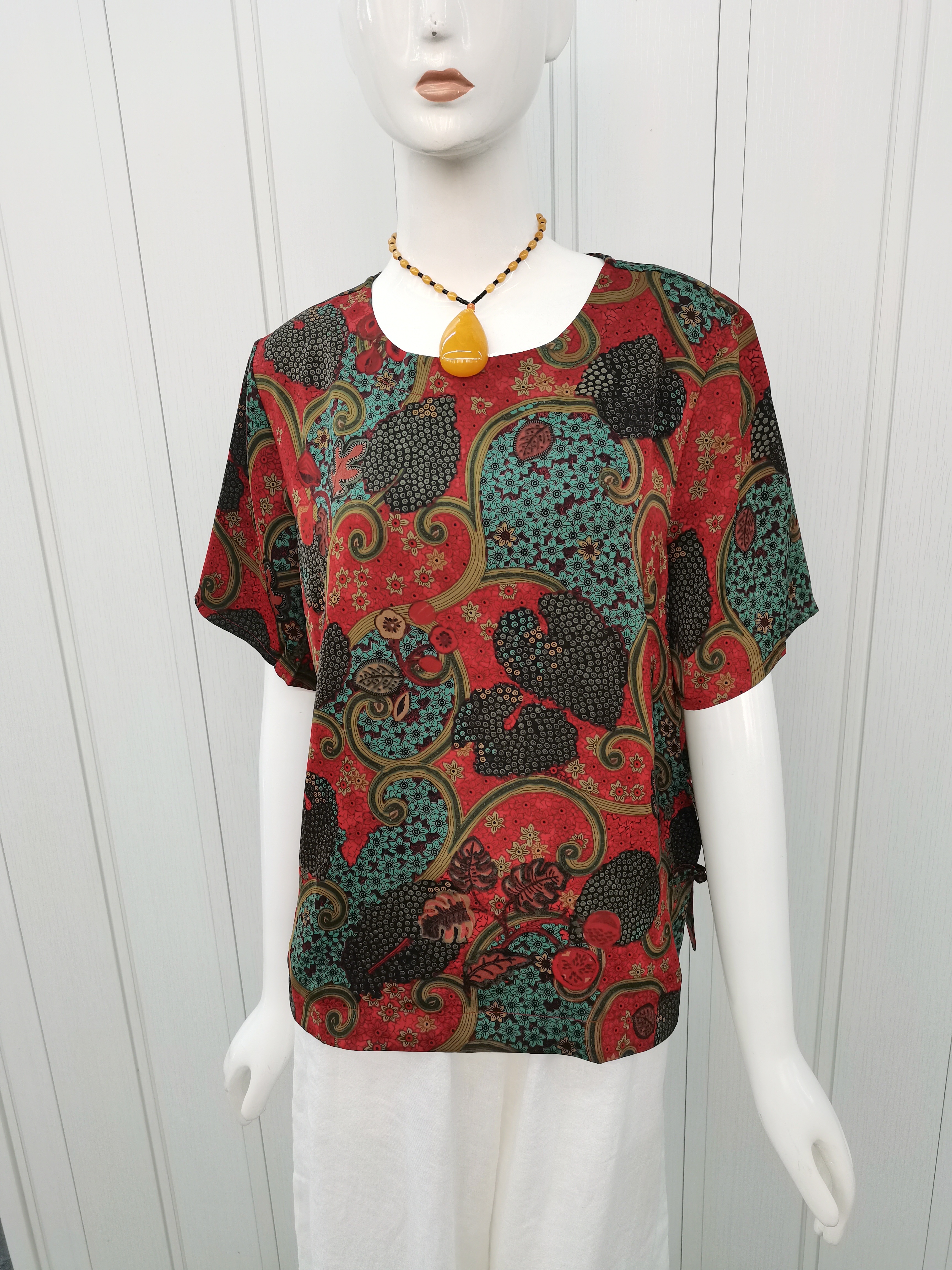 2023 nuevo estilo de verano coreano media edad mamá vestido XL-5XL manga corta cuello redondo jumper top Item Picture