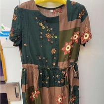2023 new summer dress mother dress XL-5XL short-sleeved round neck waist full skirt