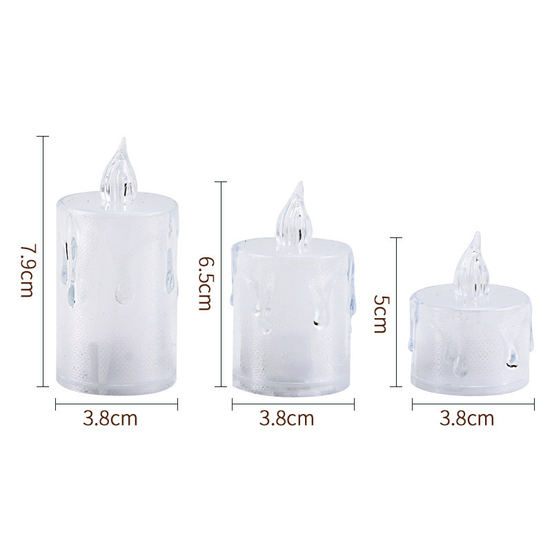 3-piece set of acrylic transparent crystal tearful creative festival atmosphere decoration LED small candle electronic tea wax lamp Item Picture