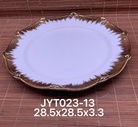 方圆陶瓷镂空镀金盘高端轻奢家居餐具Fy87577