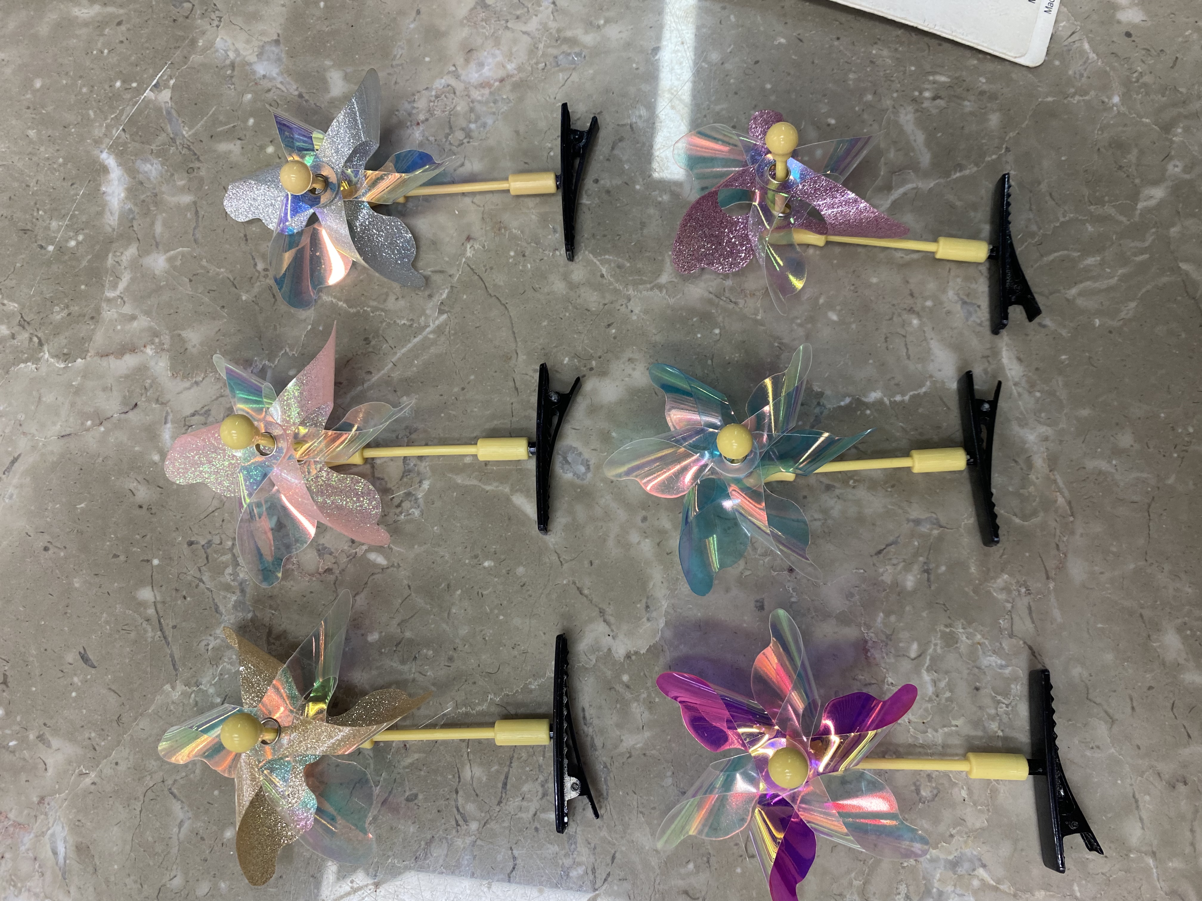 Children's Colorful Double Pinwheel Clip