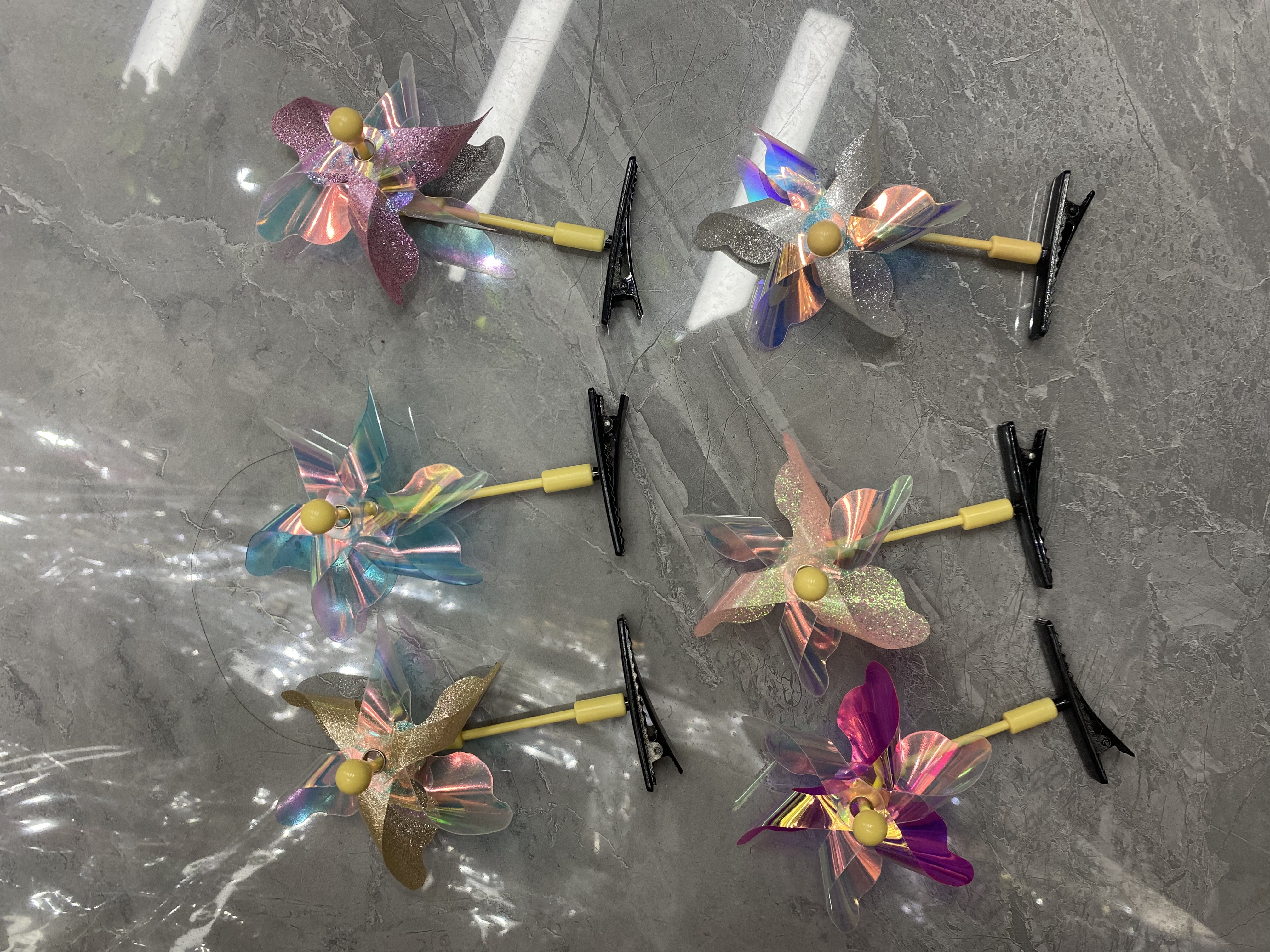 Children's Colorful Double Pinwheel Clip Specification drawing