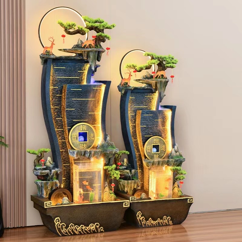 诸葛工艺庭院流水摆件阳台鱼池造景顶楼花园装饰布置景观鱼缸喷泉雾化加湿器爆款7279-90