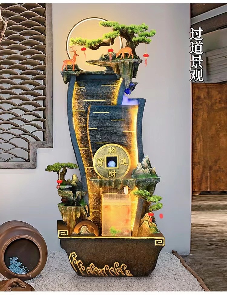 树脂流水盆景/盆景假山鱼缸/流水雾化幕帘产品图