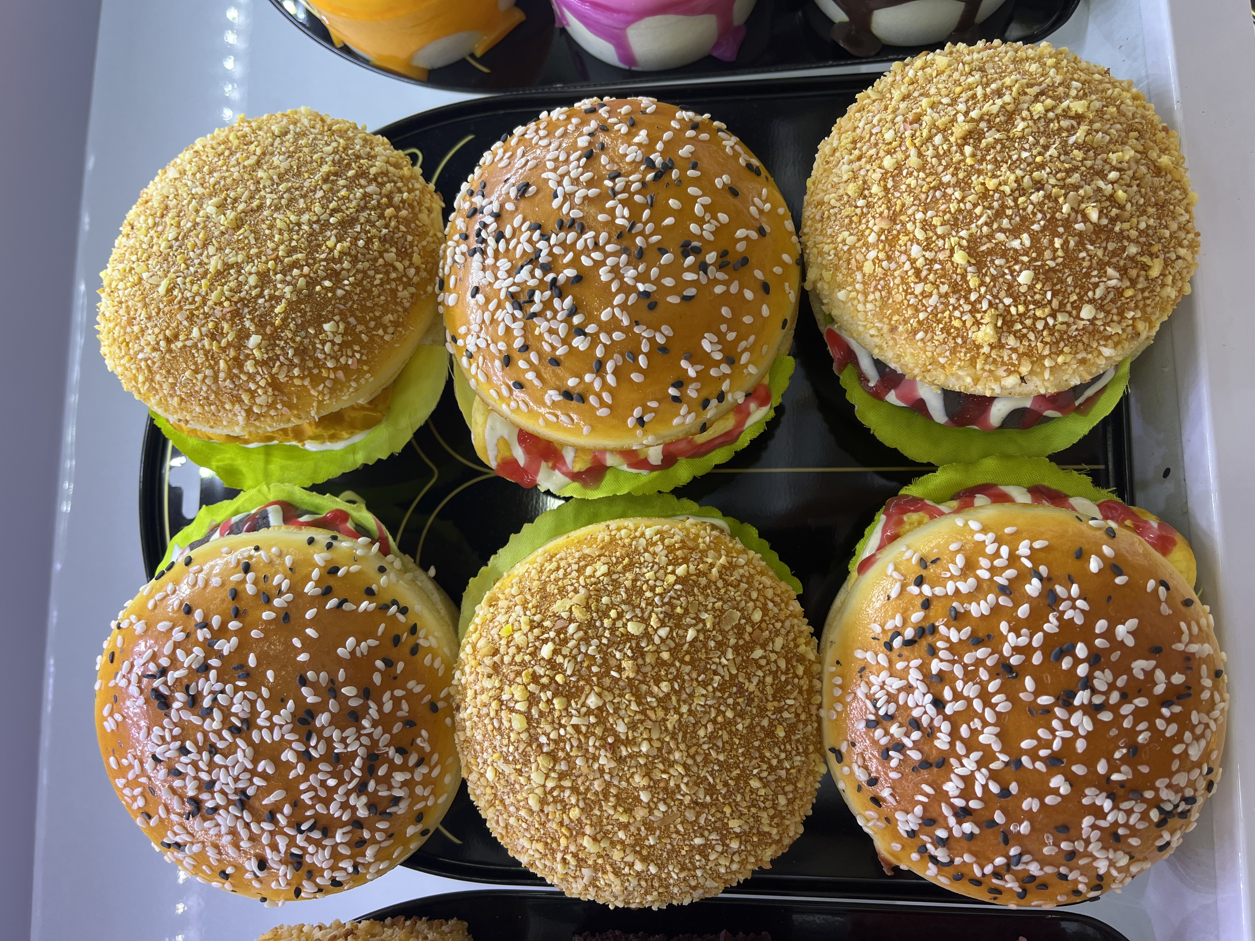 Simulated bread, cake, refrigerator stickers, food toys, DIY hamburger food toys, PU Specification image
