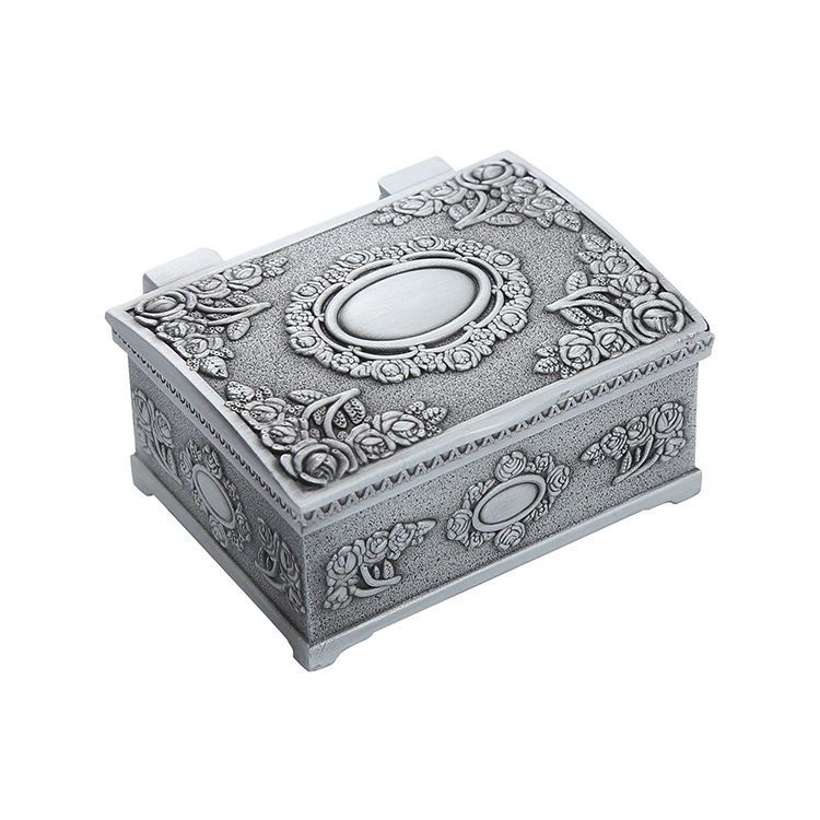 北欧式风复古首饰盒收纳盒高档金属锡盒手镯项链吊坠珠宝绒布锡盒