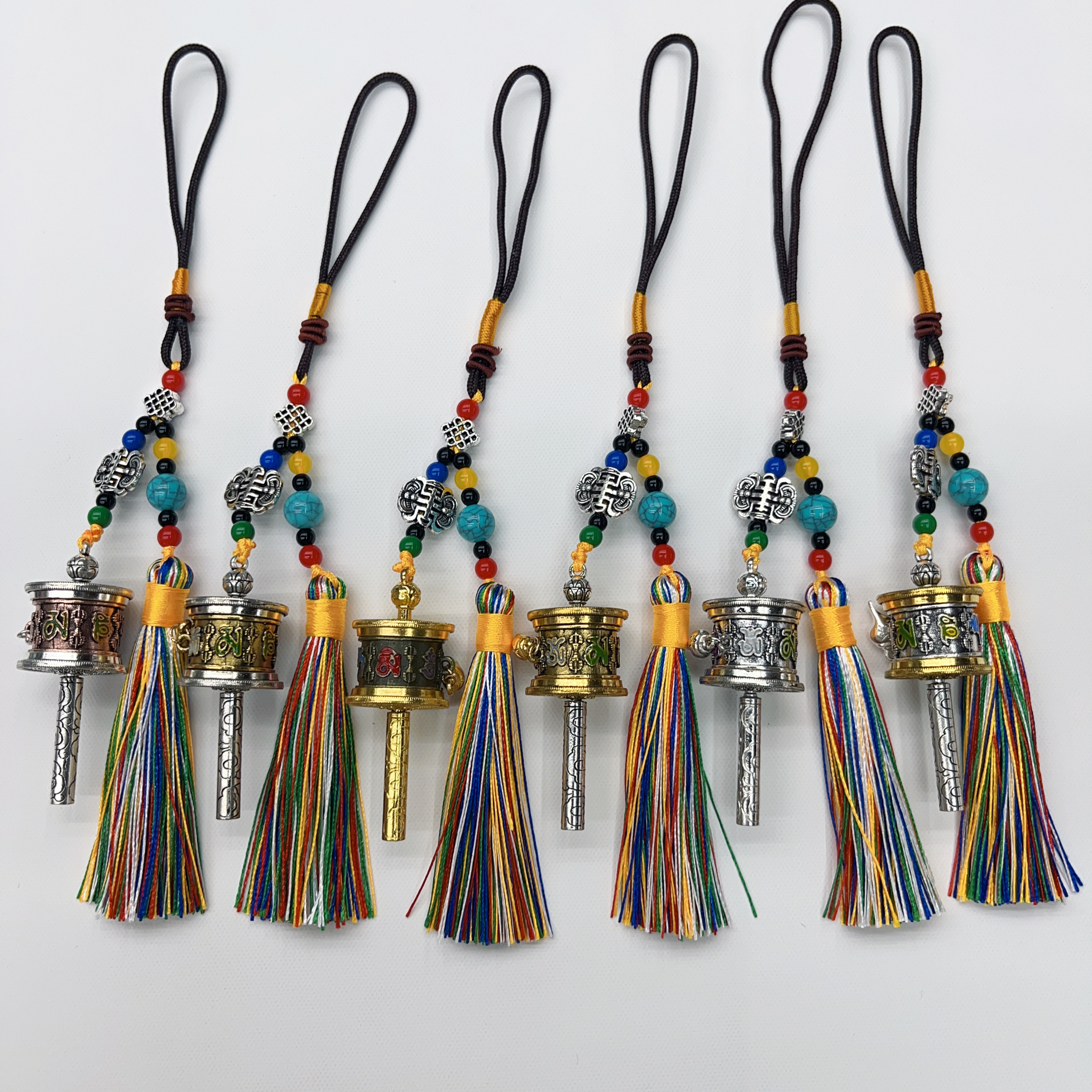 Tibetan-style painted six-character large hand-cranked wheel car pendant, Yongci handicrafts details Picture