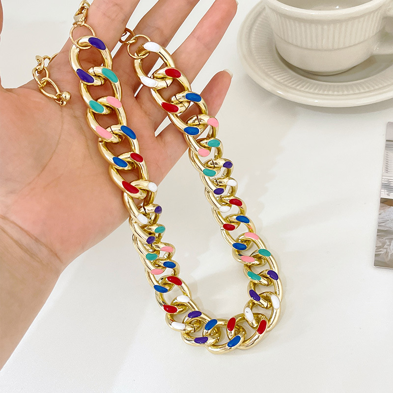 European and American exaggerated aluminum necklace for women, simple and elegant chain, fresh and elegant necklace for women, short chain punk necklace Specification image