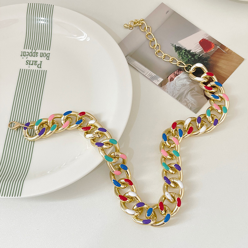 European and American exaggerated aluminum necklace for women, simple and elegant chain, fresh and elegant necklace for women, short chain punk necklace Item Picture