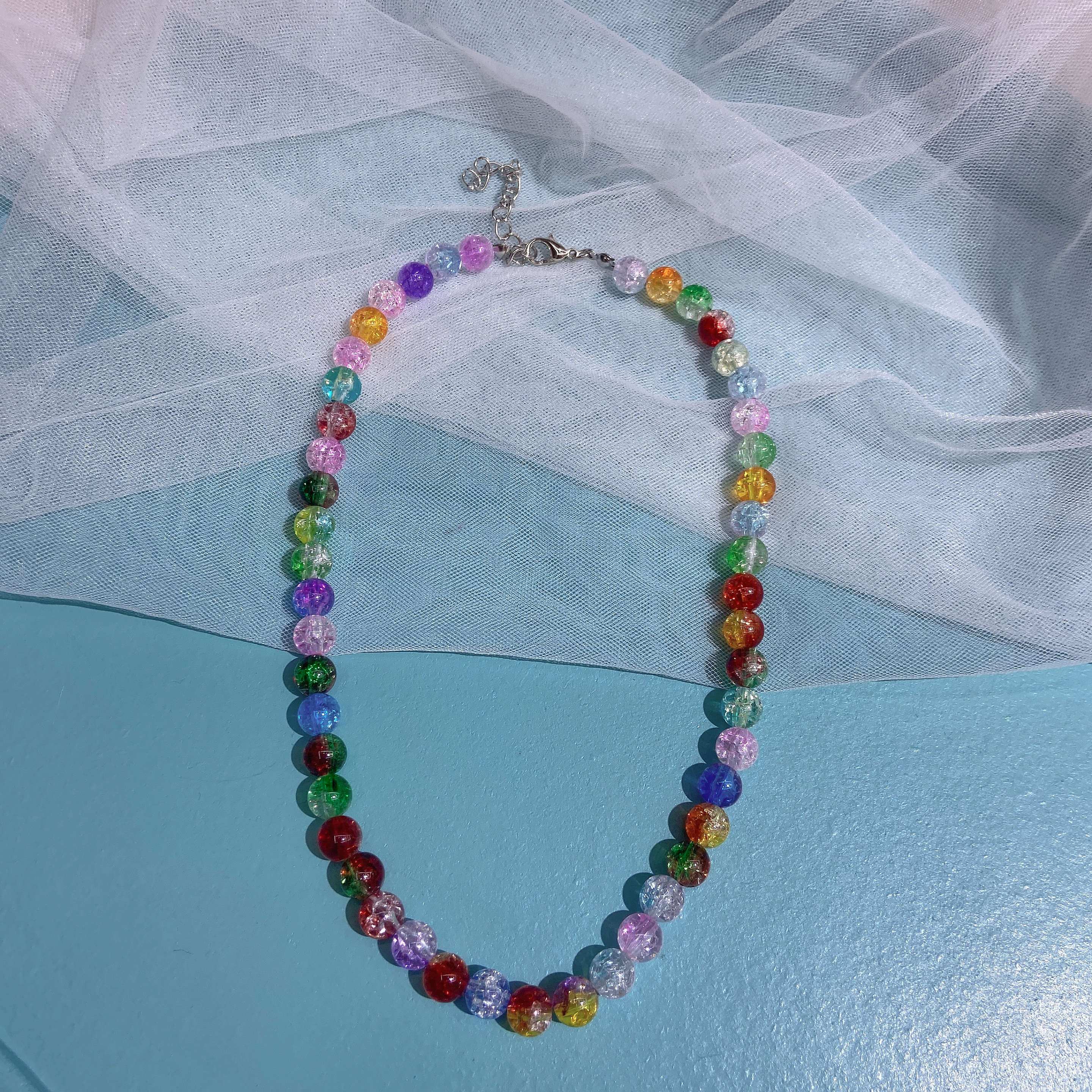 Beaded necklace, high-end women's accessories, colorful crystal collarbone chain, niche design sense, best-selling decorative necklace Specification image