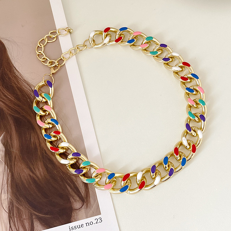European and American exaggerated aluminum necklace for women, simple and elegant chain, fresh and elegant necklace for women, short chain punk necklace details Picture