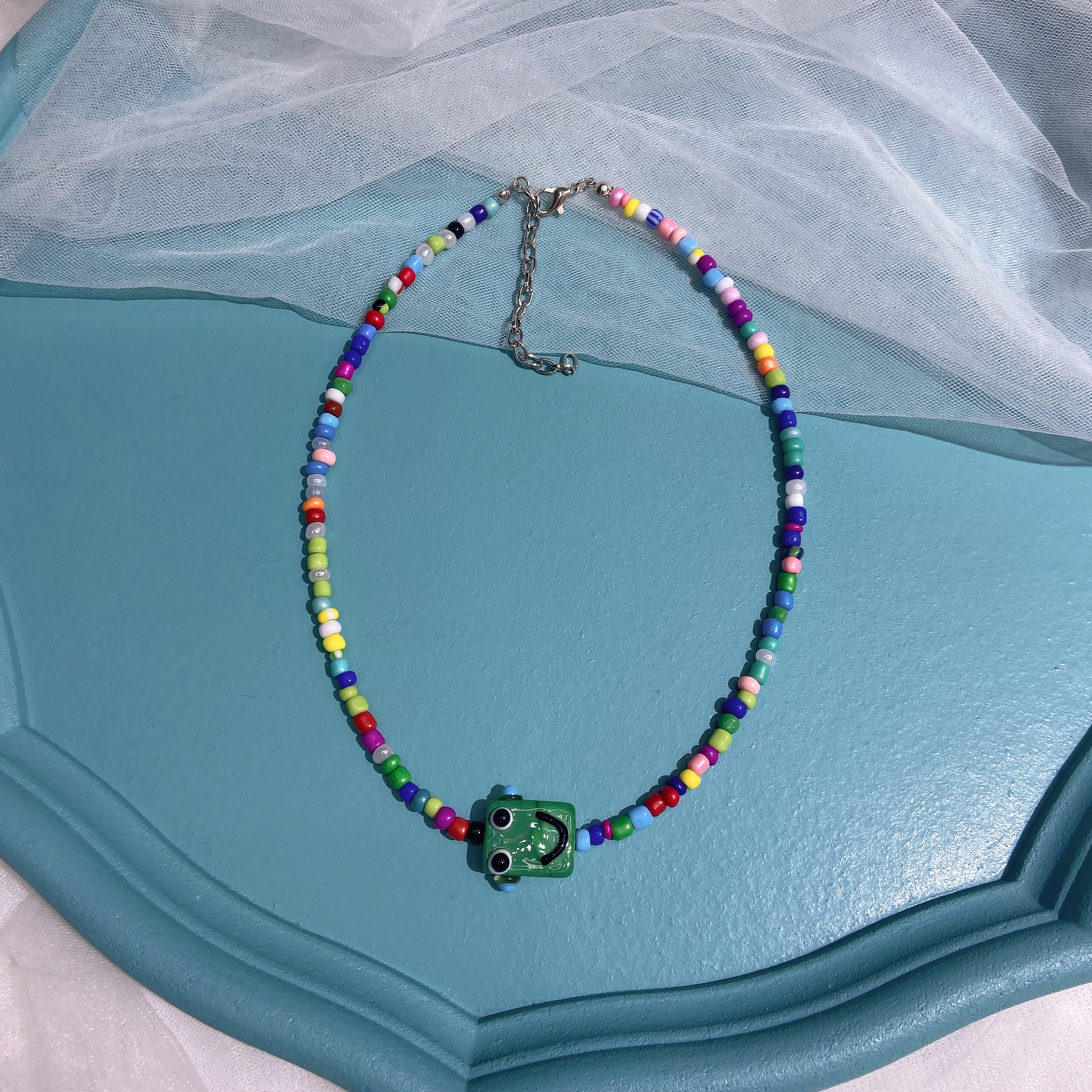 Glazed layered necklaces, colorful necklaces, collarbone chains, trendy handcrafted beading Item Picture