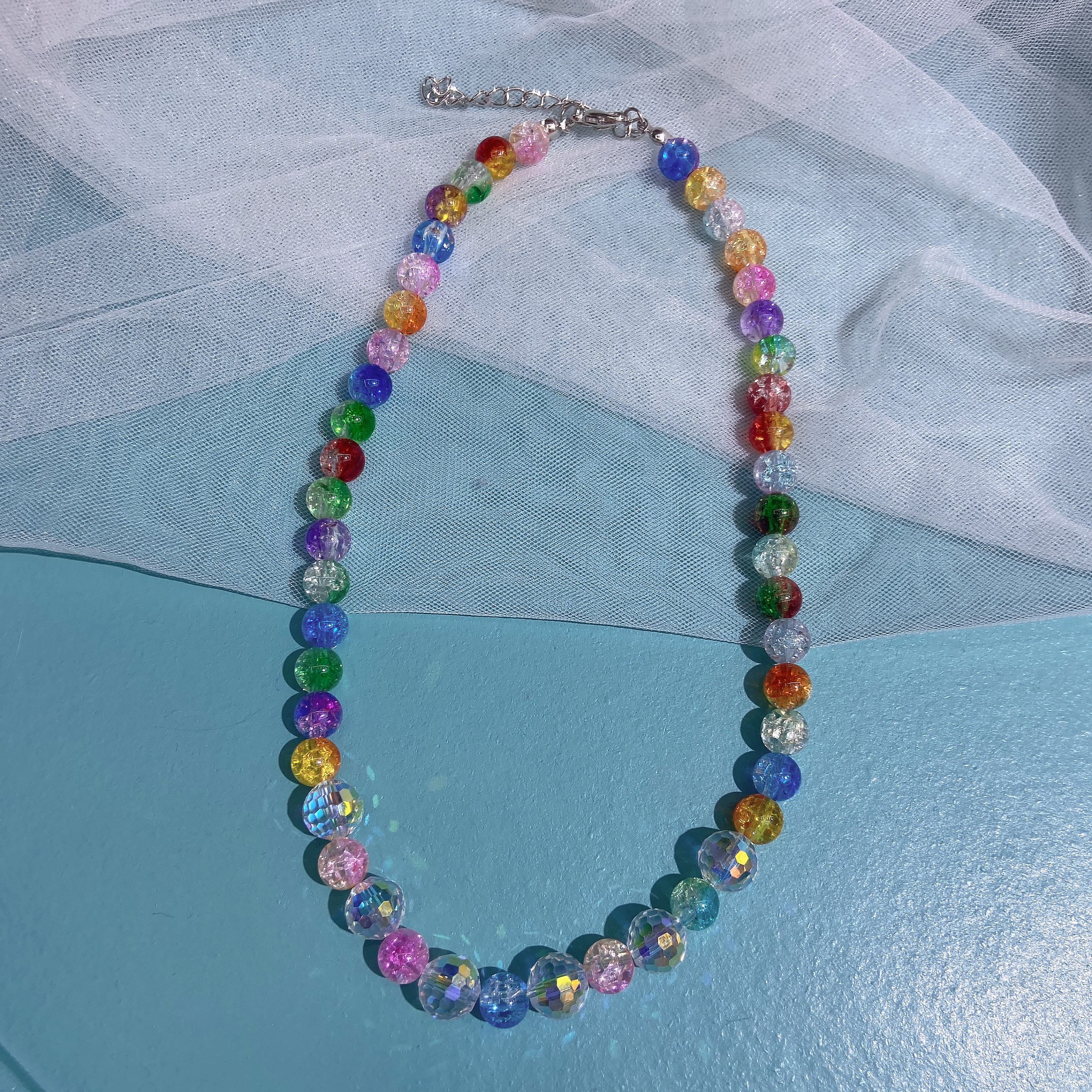 Beaded necklace, high-end women's accessories, colorful crystal collarbone chain, niche design sense, best-selling decorative necklace Application Scenario
