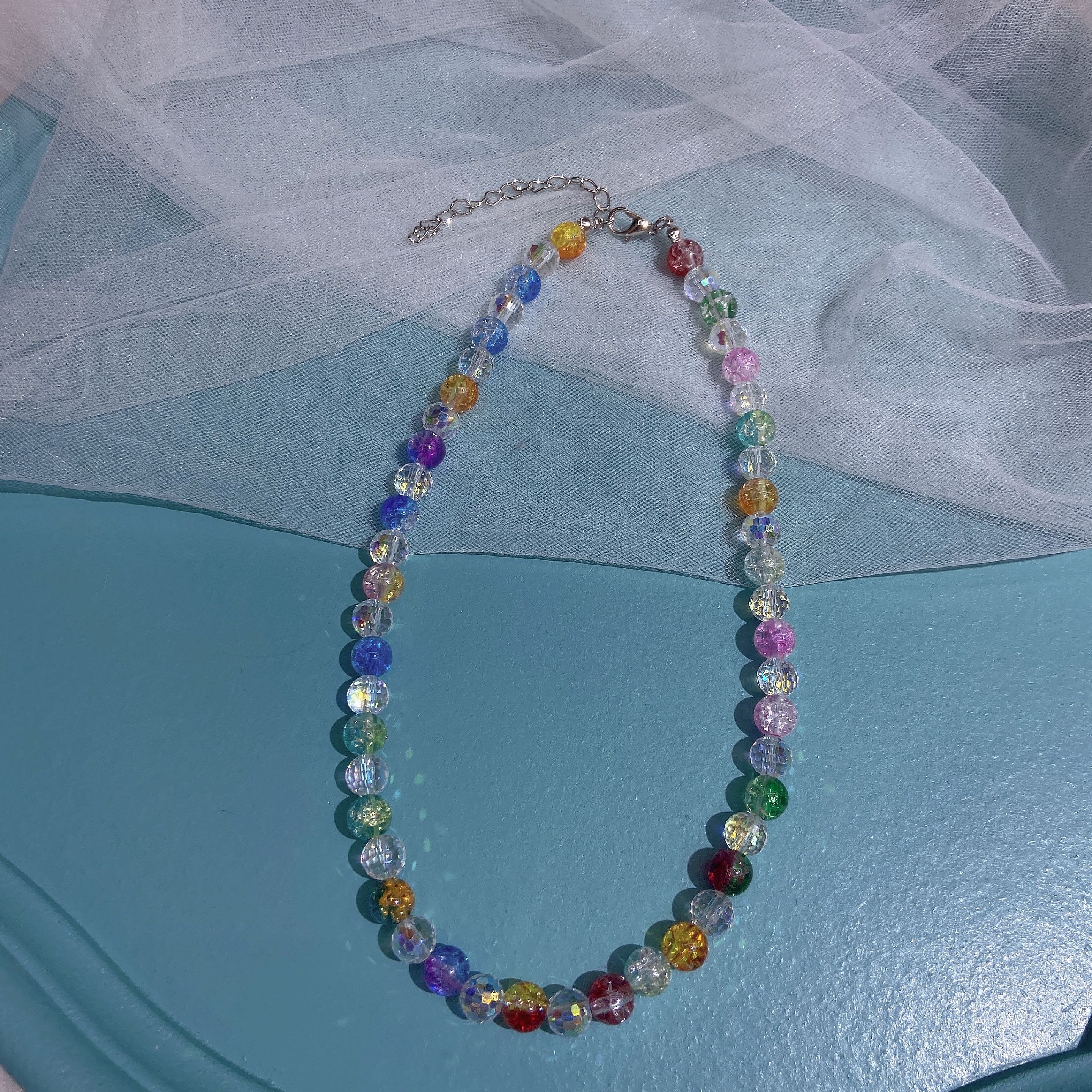 Beaded necklace, high-end women's accessories, colorful crystal collarbone chain, niche design sense, best-selling decorative necklace Item Picture