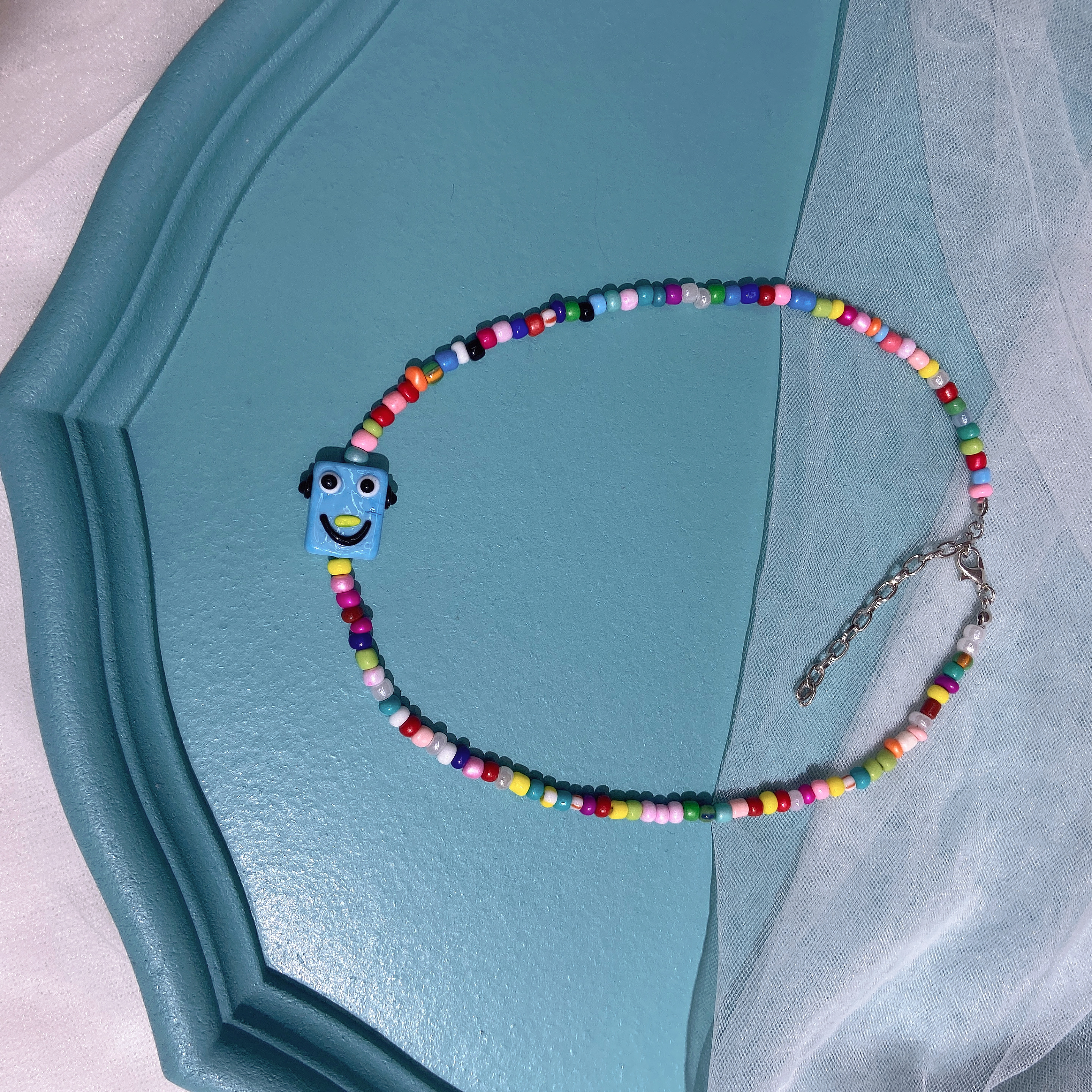 Glazed layered necklaces, colorful necklaces, collarbone chains, trendy handcrafted beading details Picture