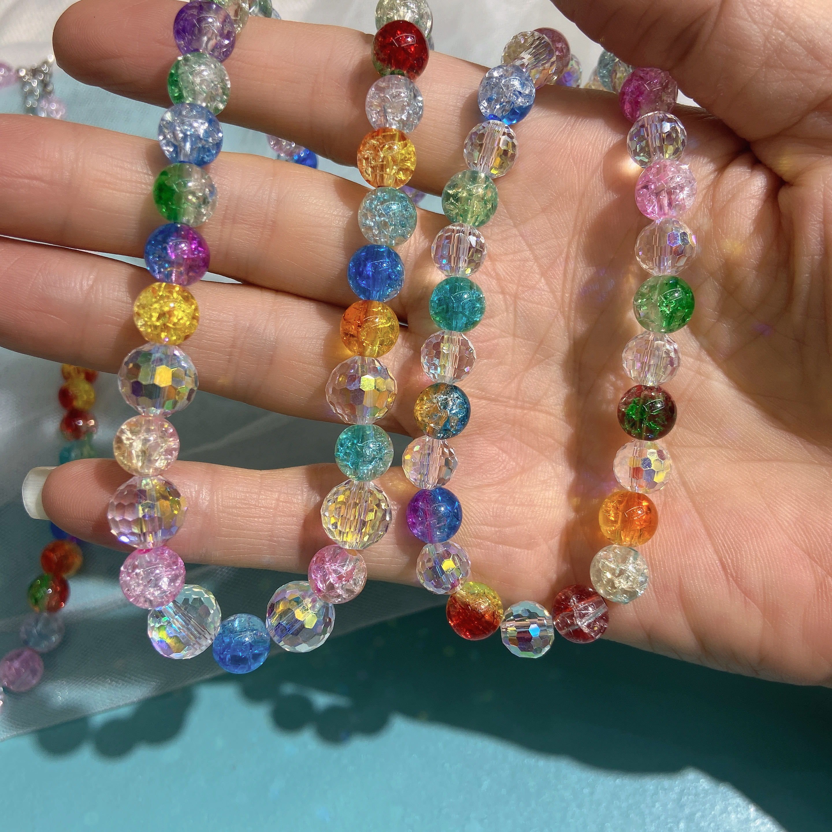 Beaded necklace, high-end women's accessories, colorful crystal collarbone chain, niche design sense, best-selling decorative necklace details Picture