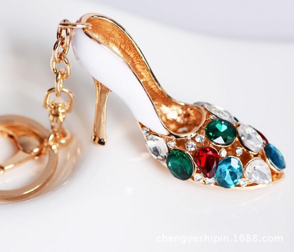 欧美流行合金高跟鞋镶钻钥匙扣