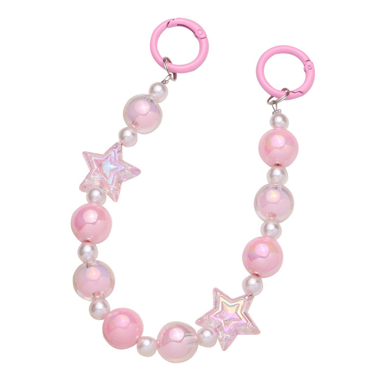 New color-coated acrylic solid-color bead chain keychain Item Picture