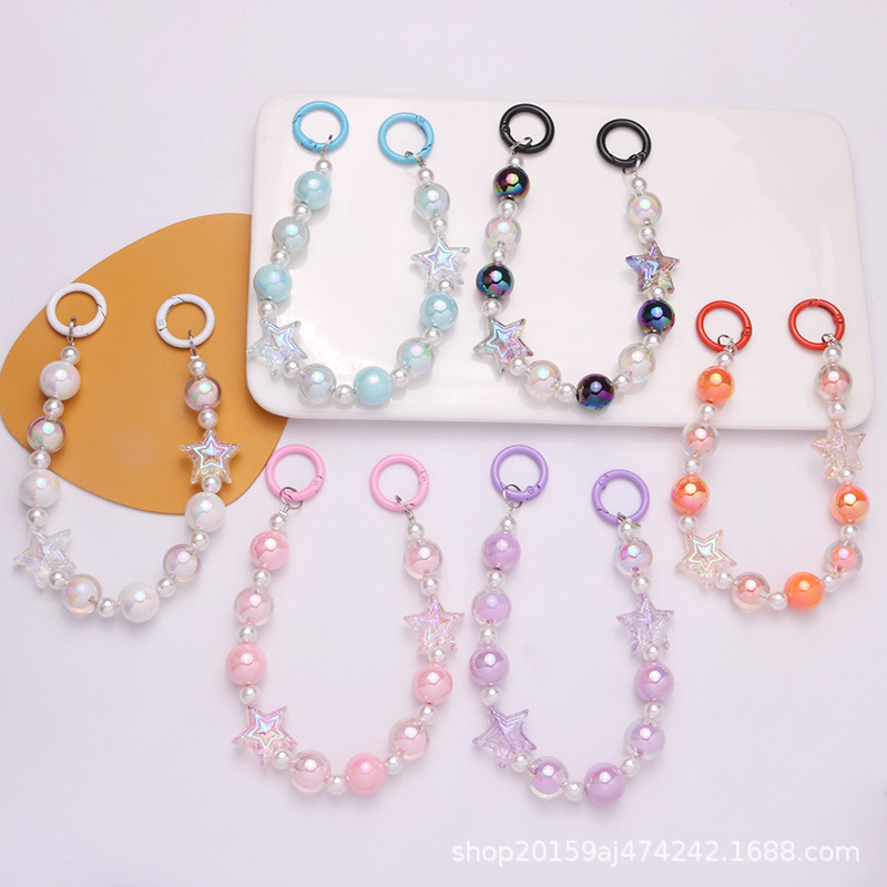 New color-coated acrylic solid-color bead chain keychain