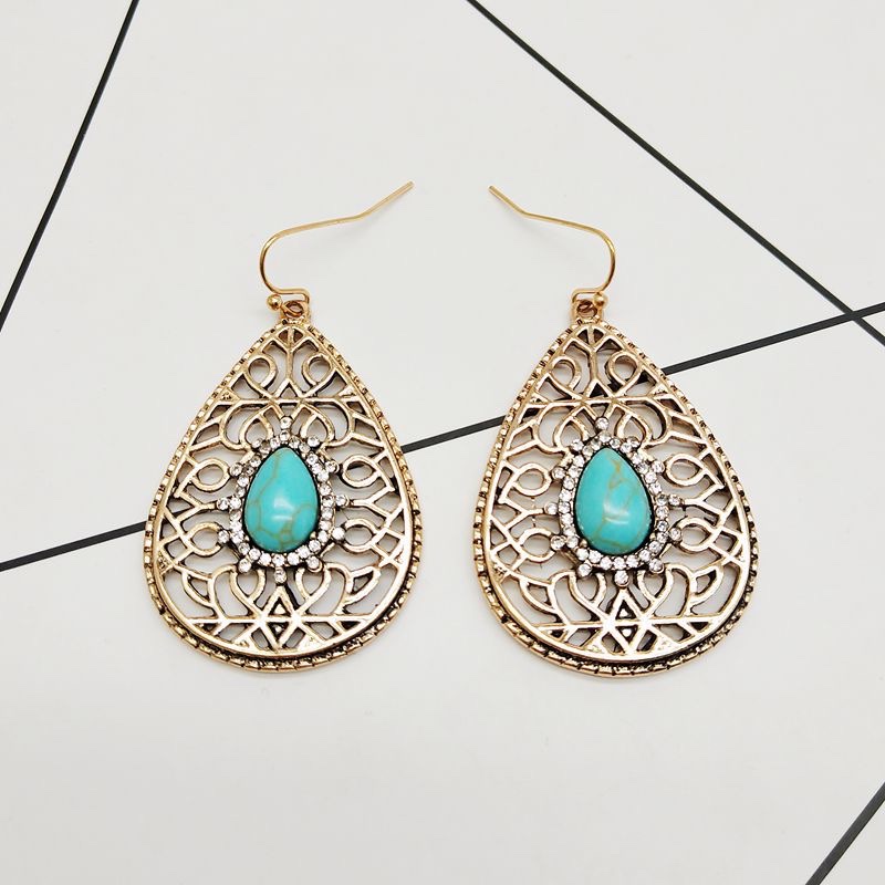Exaggerated texture, fashionable and trendy, elegant, socialite street style, geometric retro, court creative metal earrings for women H19-6