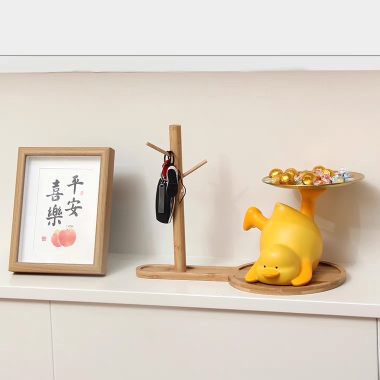 创意小黄鸭钥匙收纳摆件进门入户玄关家居鞋柜装饰品乔迁新居礼物