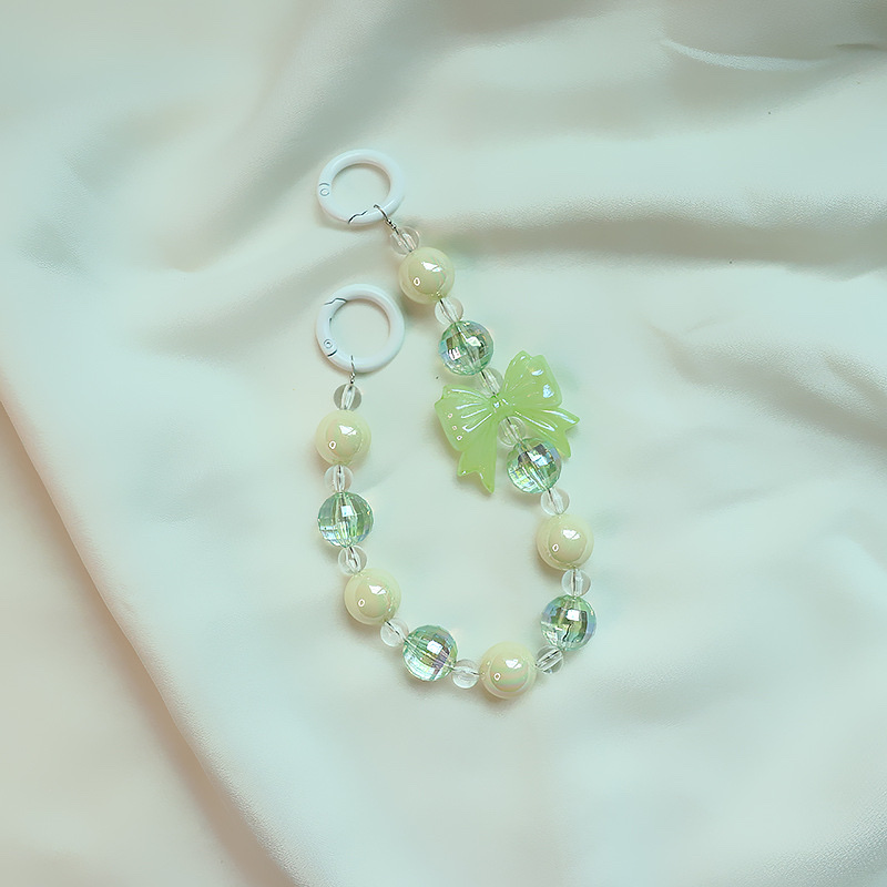 diy FIG bead bow keychain pendant, transparent phone case string details Picture