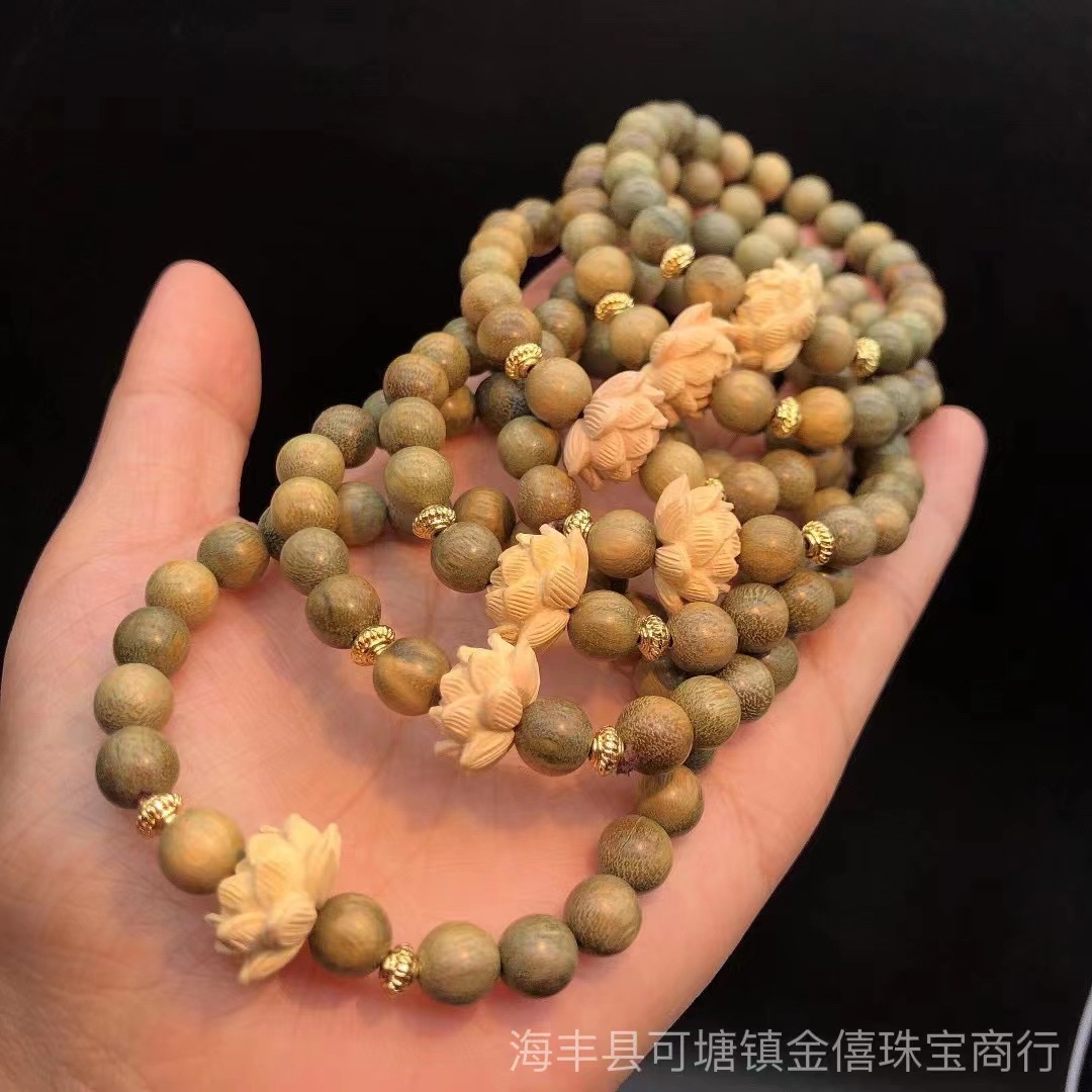 兴达佛珠绿檀木祥云两圈手链,桶型绿檀手串,圆珠黄杨木雕刻梅花手链,绿檀莲花流苏车挂,黄杨木雕刻莲花手链详情图5