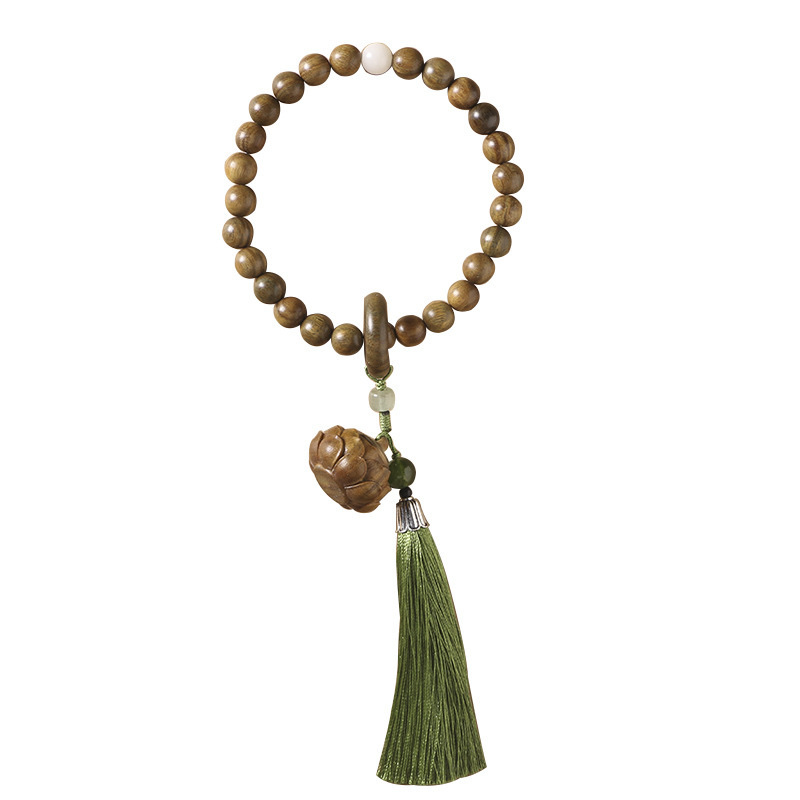 兴达佛珠绿檀木祥云两圈手链,桶型绿檀手串,圆珠黄杨木雕刻梅花手链,绿檀莲花流苏车挂,黄杨木雕刻莲花手链详情图4