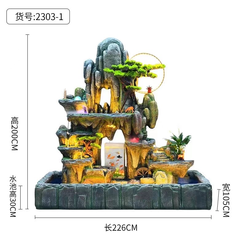 中式欧式落地客厅幕帘流水鱼缸装饰幕帘墙开业乔迁新居送礼