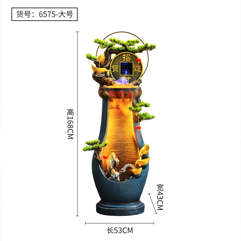 Zhuge Craft Chinese and European style floor-to-ceiling living room curtain, water flow fish tank decoration curtain wall, opening and moving into a new home gift details Picture