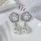 新品轻奢微镶复古蕾丝花朵水滴珍珠S925银针耳环图