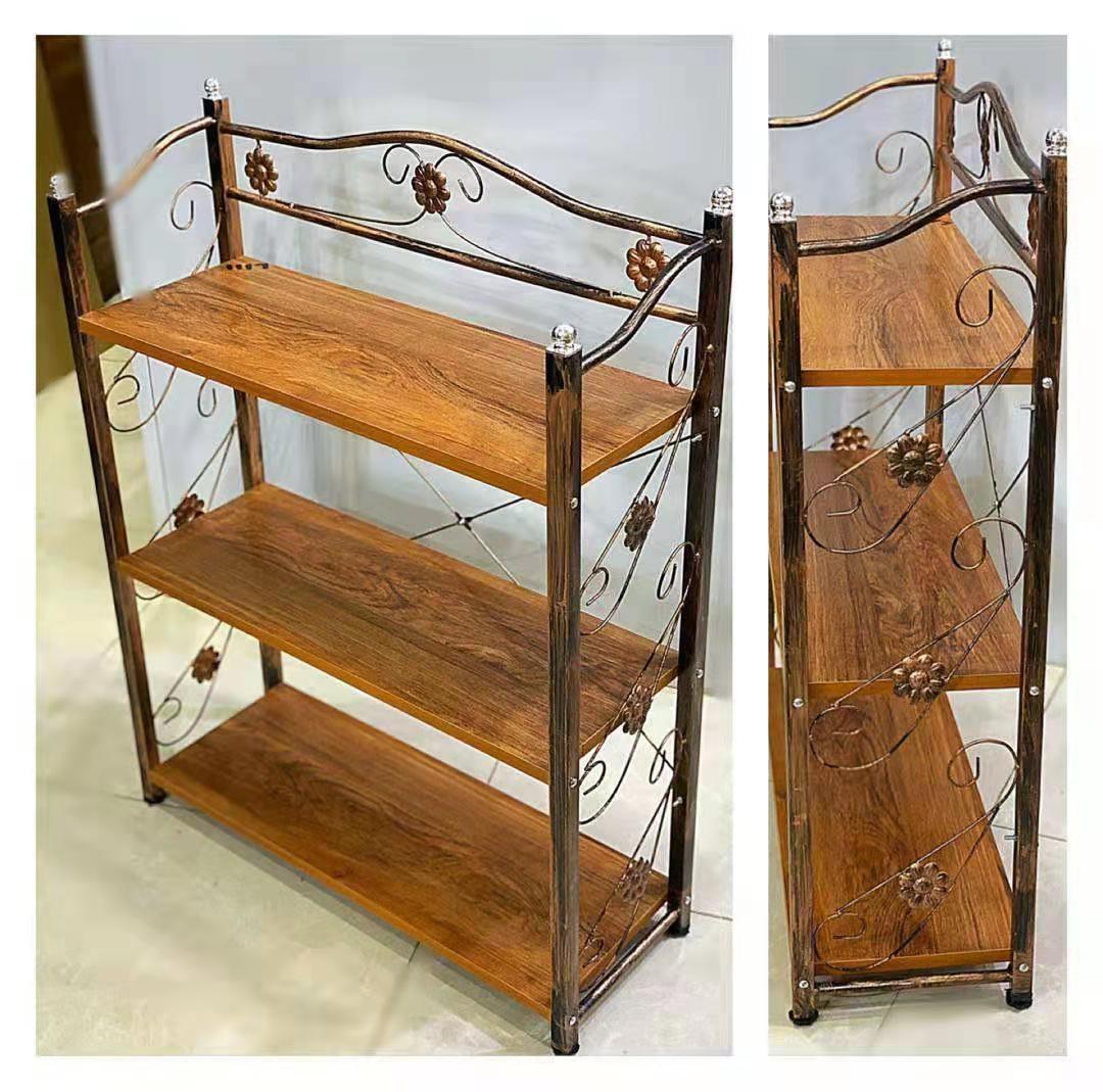Steel and wood storage rack kitchen
