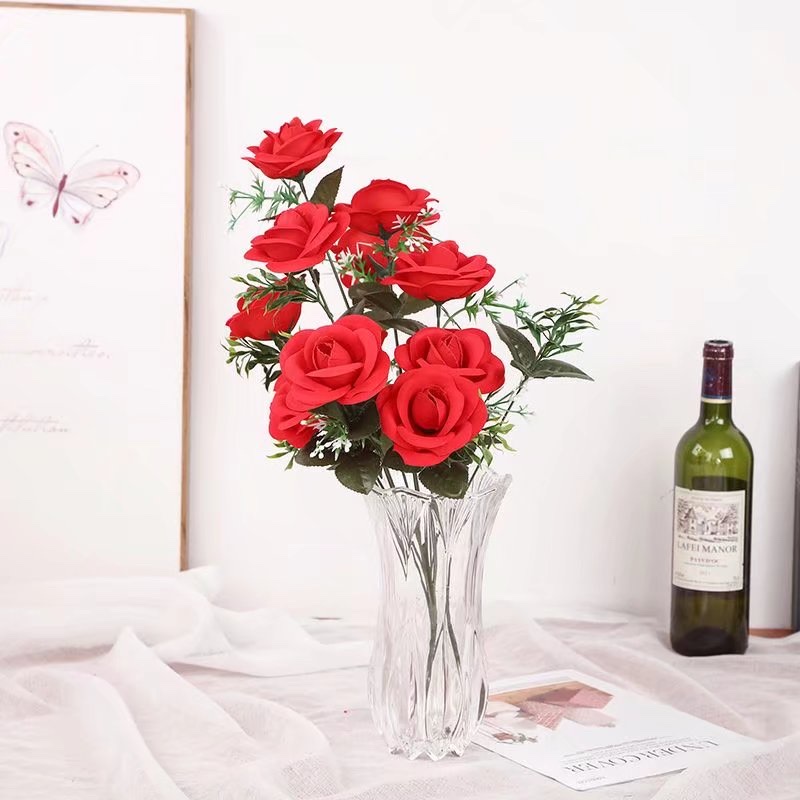 仿真花仿真玫瑰花14朵绒布茶玫假花仿真花图