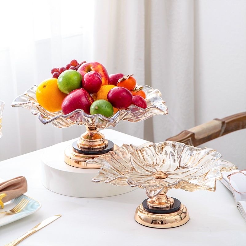 Maple Leaf Home's light luxury European-style crystal glass, American modern, simple and high-end decorative items, living room coffee table, personalized and creative fruit plate