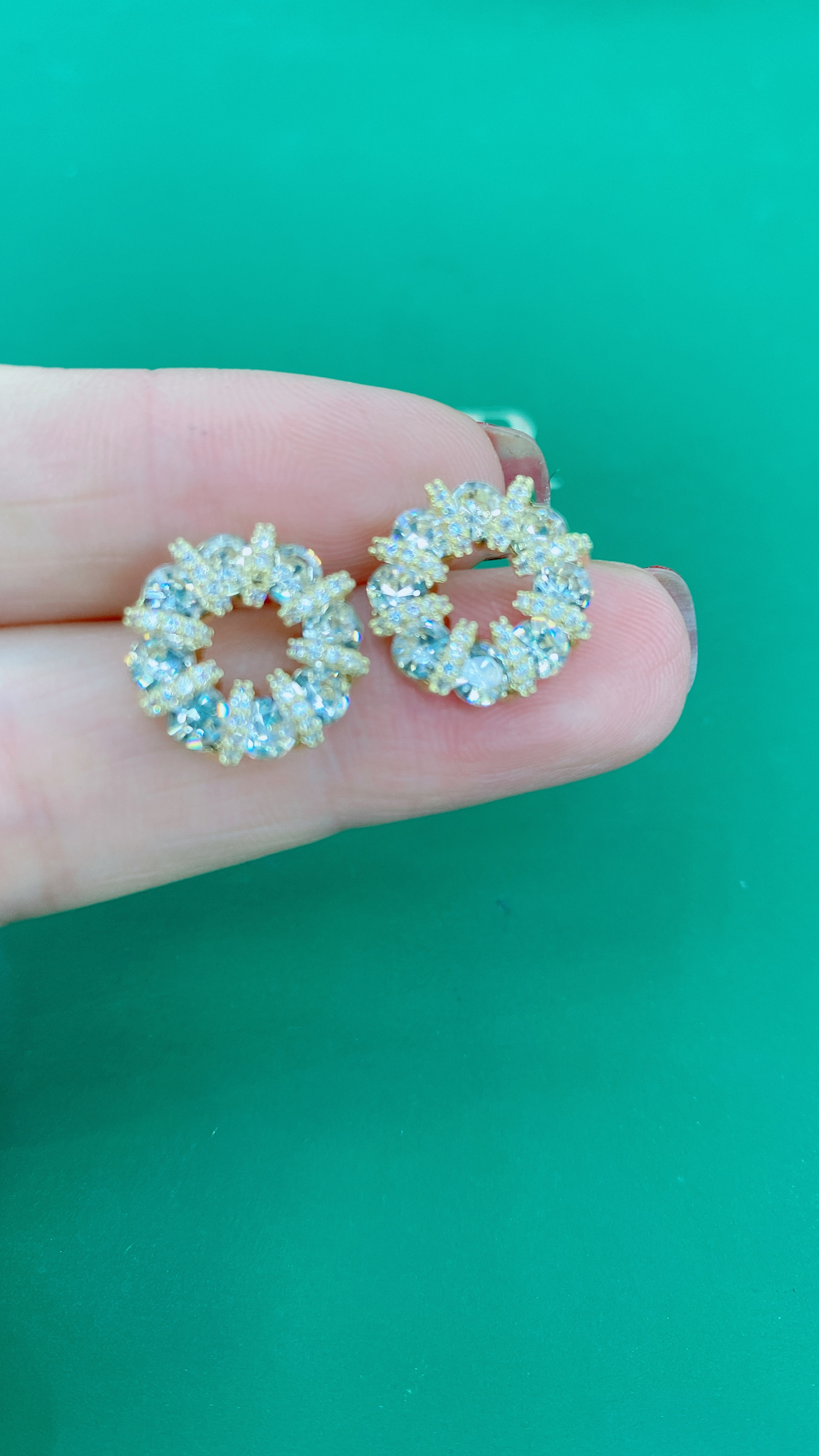 环形锆石镶钻气质优雅女耳环时尚优雅耳饰