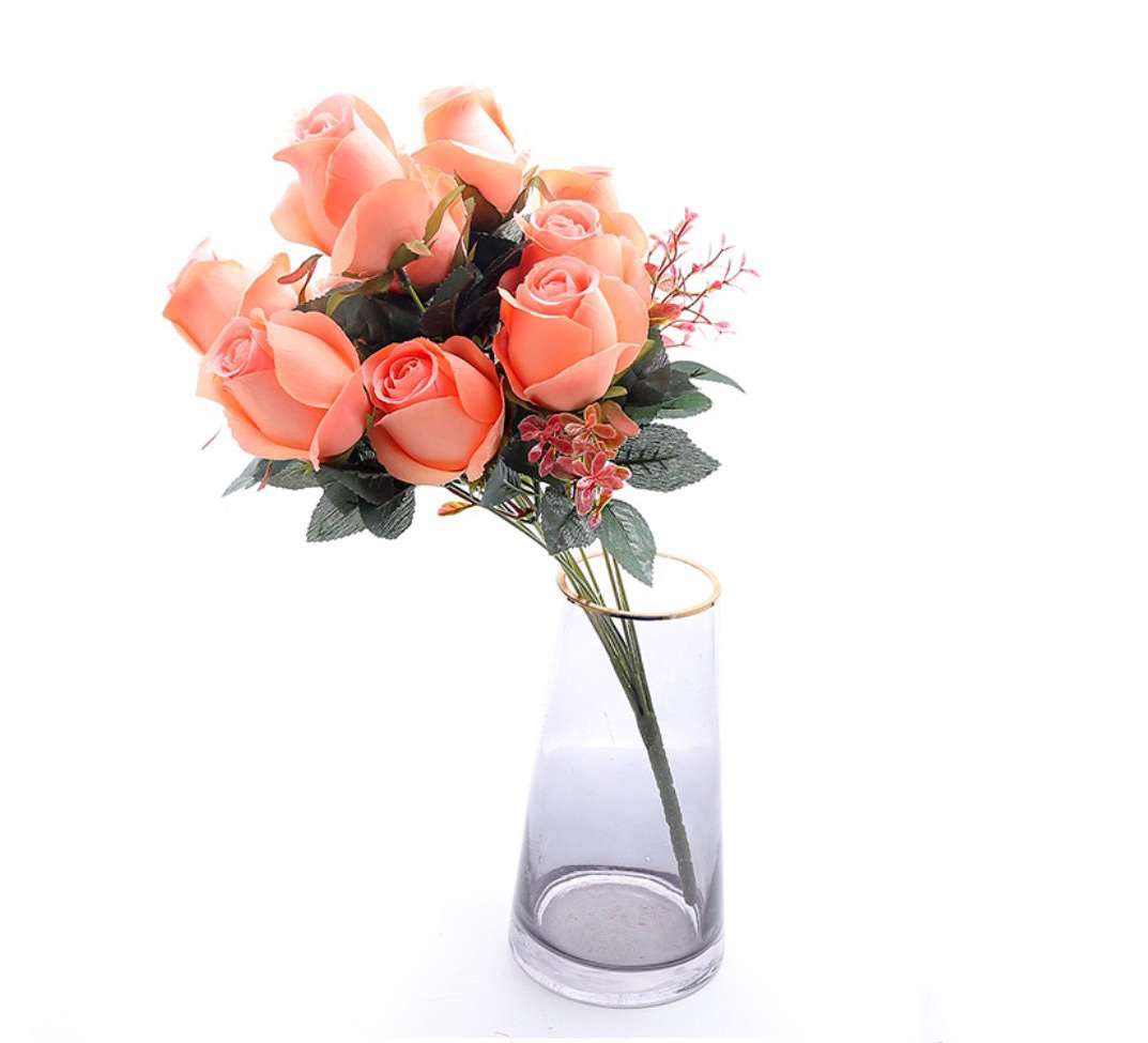 11 Rosebud European Home Flower Arrangement Cloth Plastic Artificial Flower Wedding Fake Flower Decoration Bouquet Wedding Bouquet Bouquet Bouquet Bouquet Fake Flower Silk Cloth Rose Decoration Cloth Imitation Potted Flowers Silk Cloth Rose Item Picture