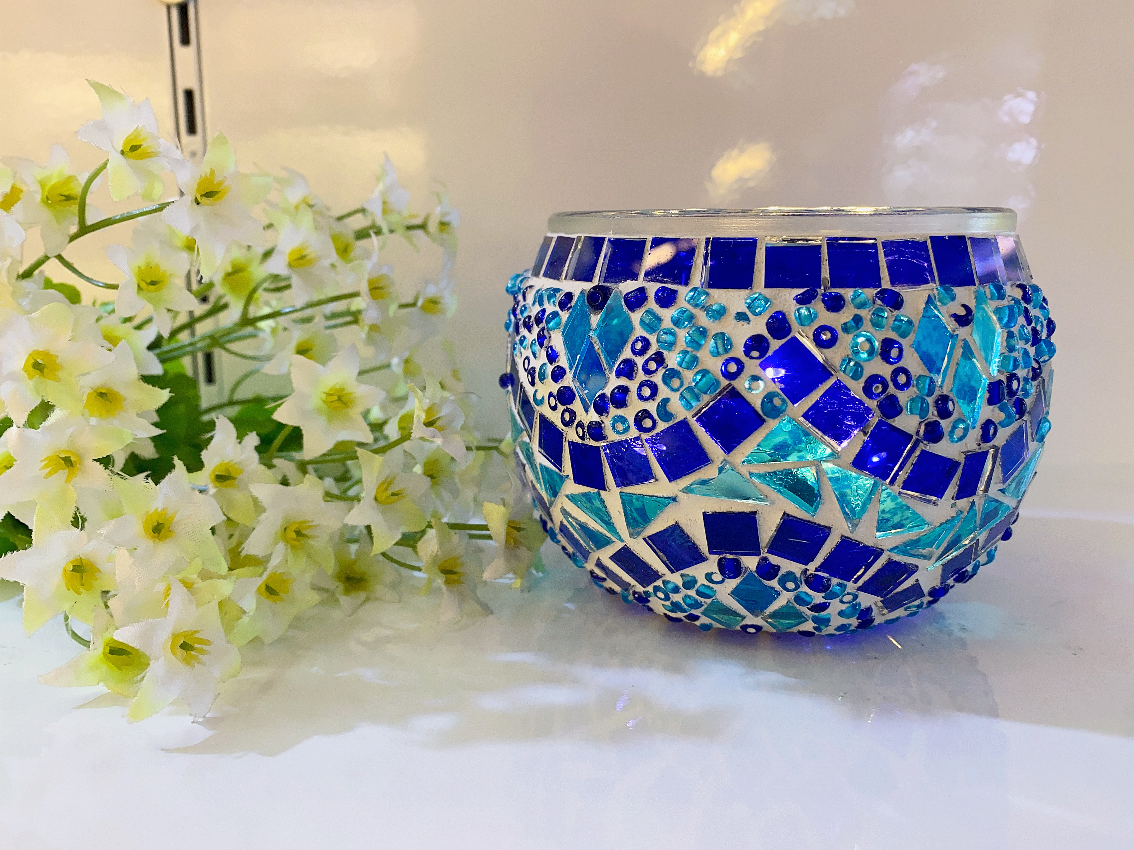 Turkish style Mosaic glass candle holder thumbnail