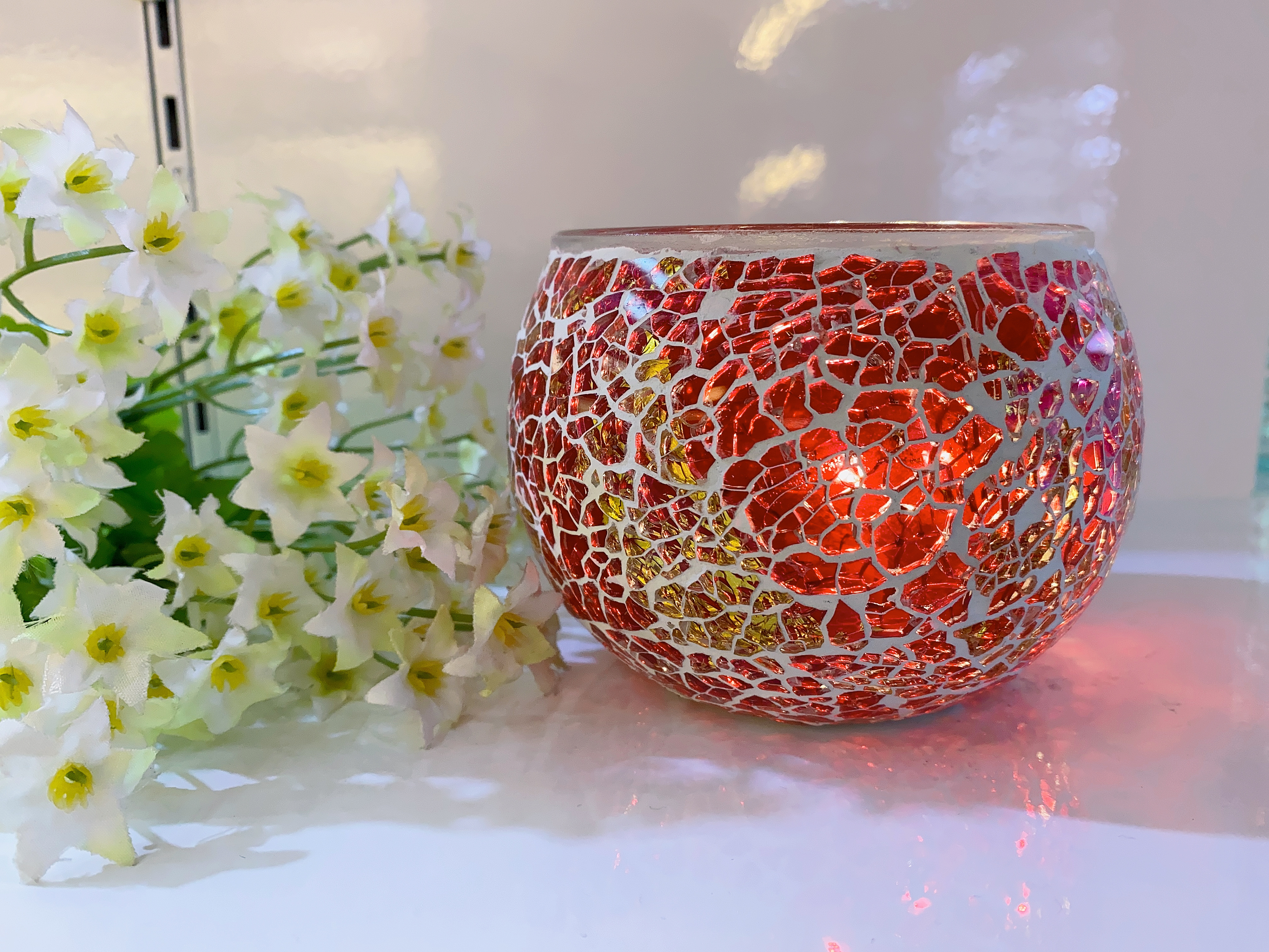 Mosaic glass candlesticks, European retro gifts, romantic bar candles, home decorations Specification image